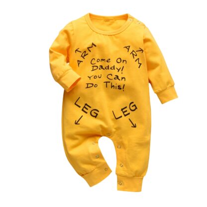 Infant Boys Girls Clothing Baby Romper Long Sleeve Letter Come On Daddy!You Can Do This! Jumpsuit Pajamas Newborn Baby Clothes