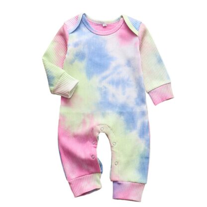 Newborn Baby Boy Girl Rompers Clothes Cotton Spring Autumn Long Sleeved Tie Dye Knitted Jumpsuit Infant For Pajama Outfits 0-18M