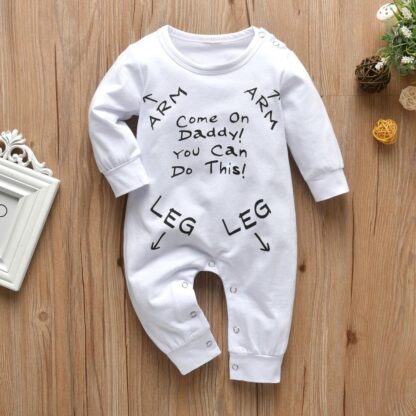 Infant Boys Girls Clothing Baby Romper Long Sleeve Letter Come On Daddy!You Can Do This! Jumpsuit Pajamas Newborn Baby Clothes