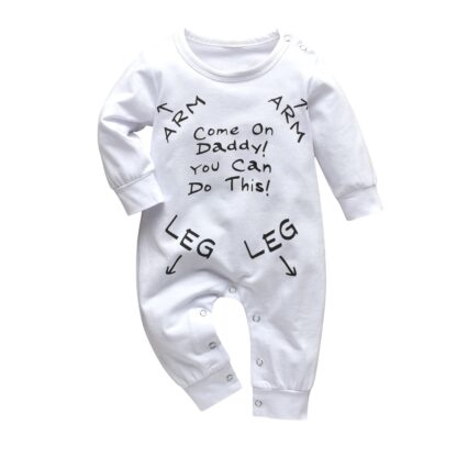 Infant Boys Girls Clothing Baby Romper Long Sleeve Letter Come On Daddy!You Can Do This! Jumpsuit Pajamas Newborn Baby Clothes