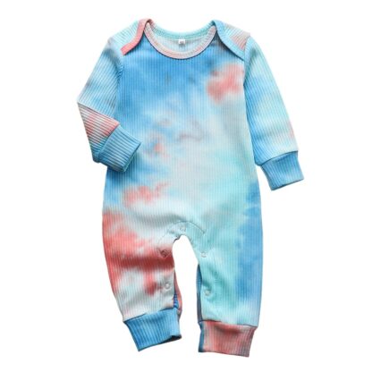 Newborn Baby Boy Girl Rompers Clothes Cotton Spring Autumn Long Sleeved Tie Dye Knitted Jumpsuit Infant For Pajama Outfits 0-18M